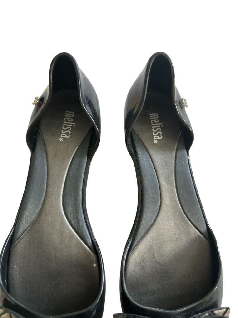 MELISSA Black Silver Bow D’Orsay Flats Size US 7 - Picture 6 of 8